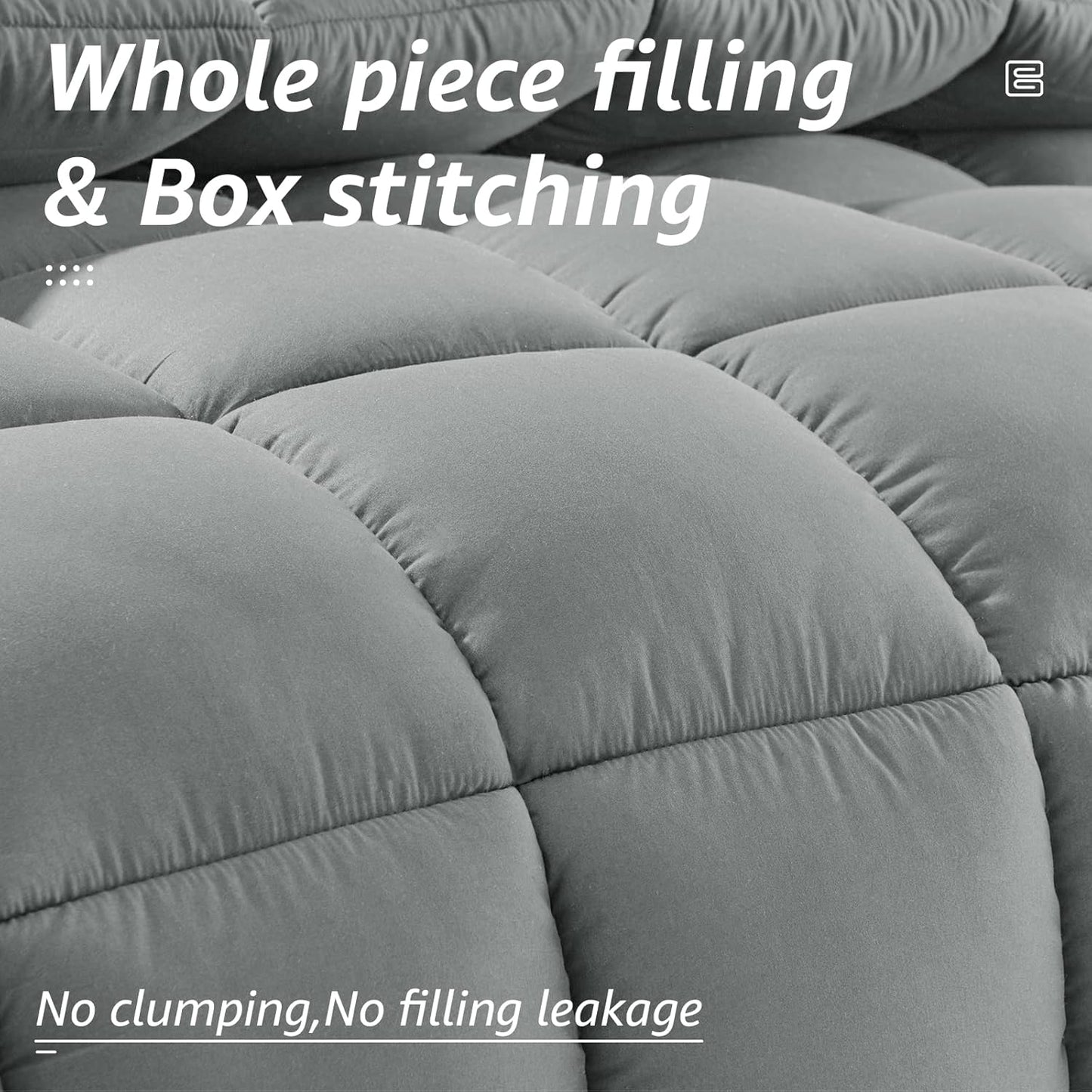 HYLEORY All Season California King Size Bed Comforter - Cooling Down Alternative Quilted Duvet Insert with Corner Tabs - Winter Warm - Machine Washable - Light Grey