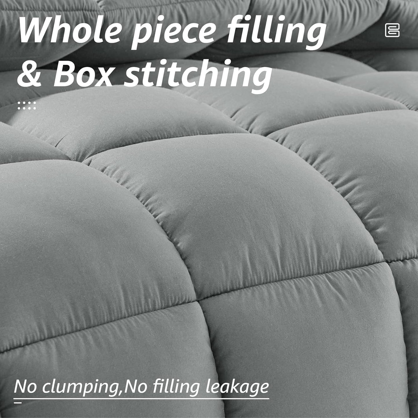 HYLEORY All Season King Size Bed Comforter - Cooling Down Alternative Quilted Duvet Insert with Corner Tabs - Winter Warm - Machine Washable - Light Grey