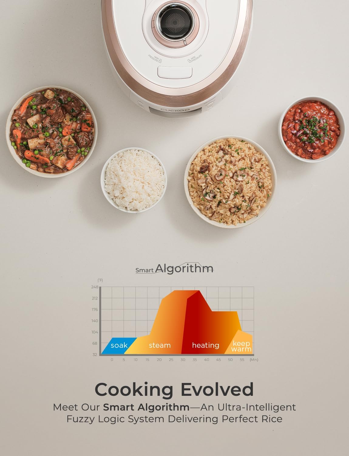 CUCKOO CRP-RT0609FW 6-Cup (Uncooked) / 12-Cup (Cooked) Twin Pressure Rice Cooker & Warmer with Nonstick Inner Pot, 14 Menu Options, Safe Steam Release, 3 Voice Guide, Auto Clean (White)