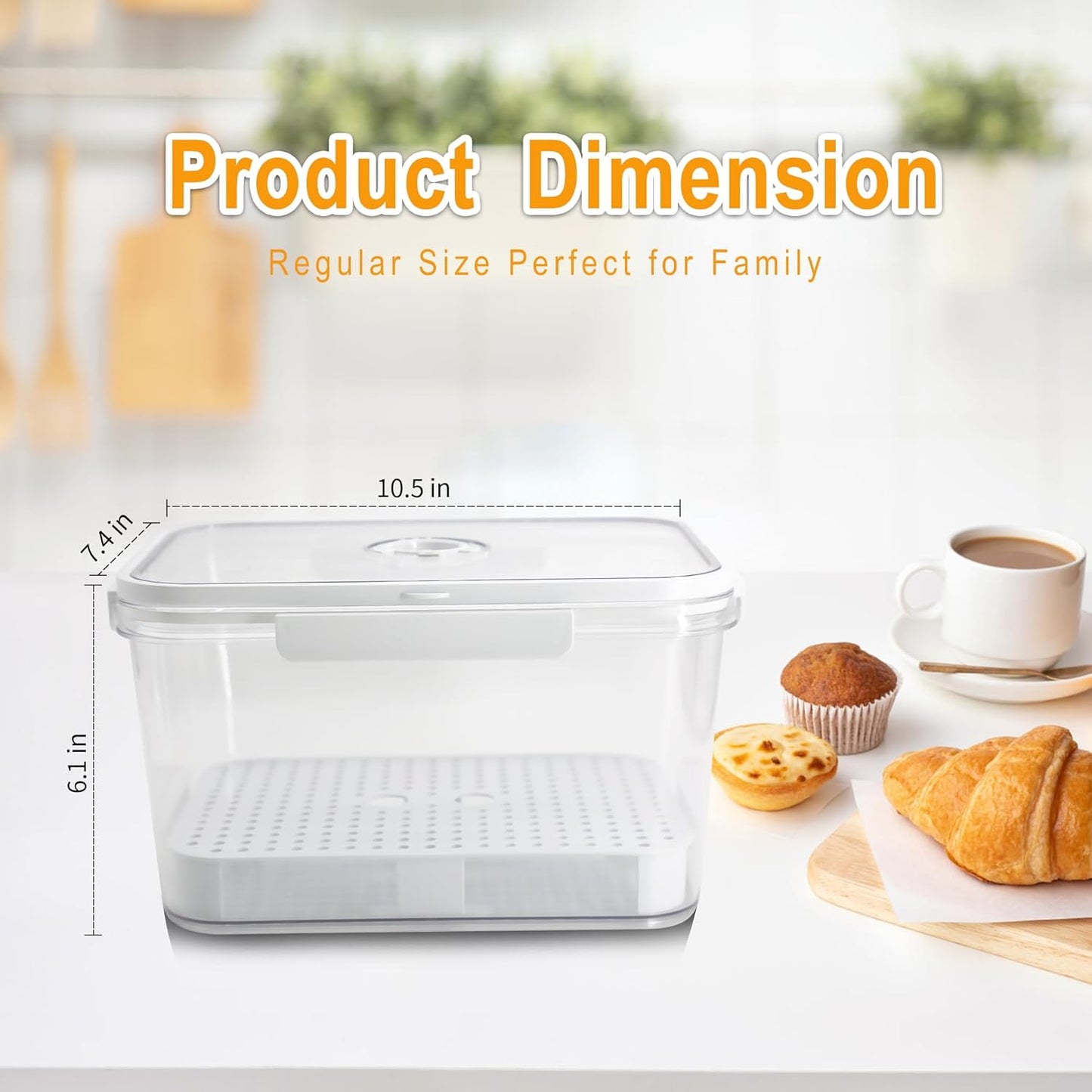 Portable Bread Box with Handles and Time Recording, Bread Storage Container for Kitchen Countertop, Breadbox Organizer Holder for Homemade Bread, Loaf Bread Keeper, Airtight Food Container Bin