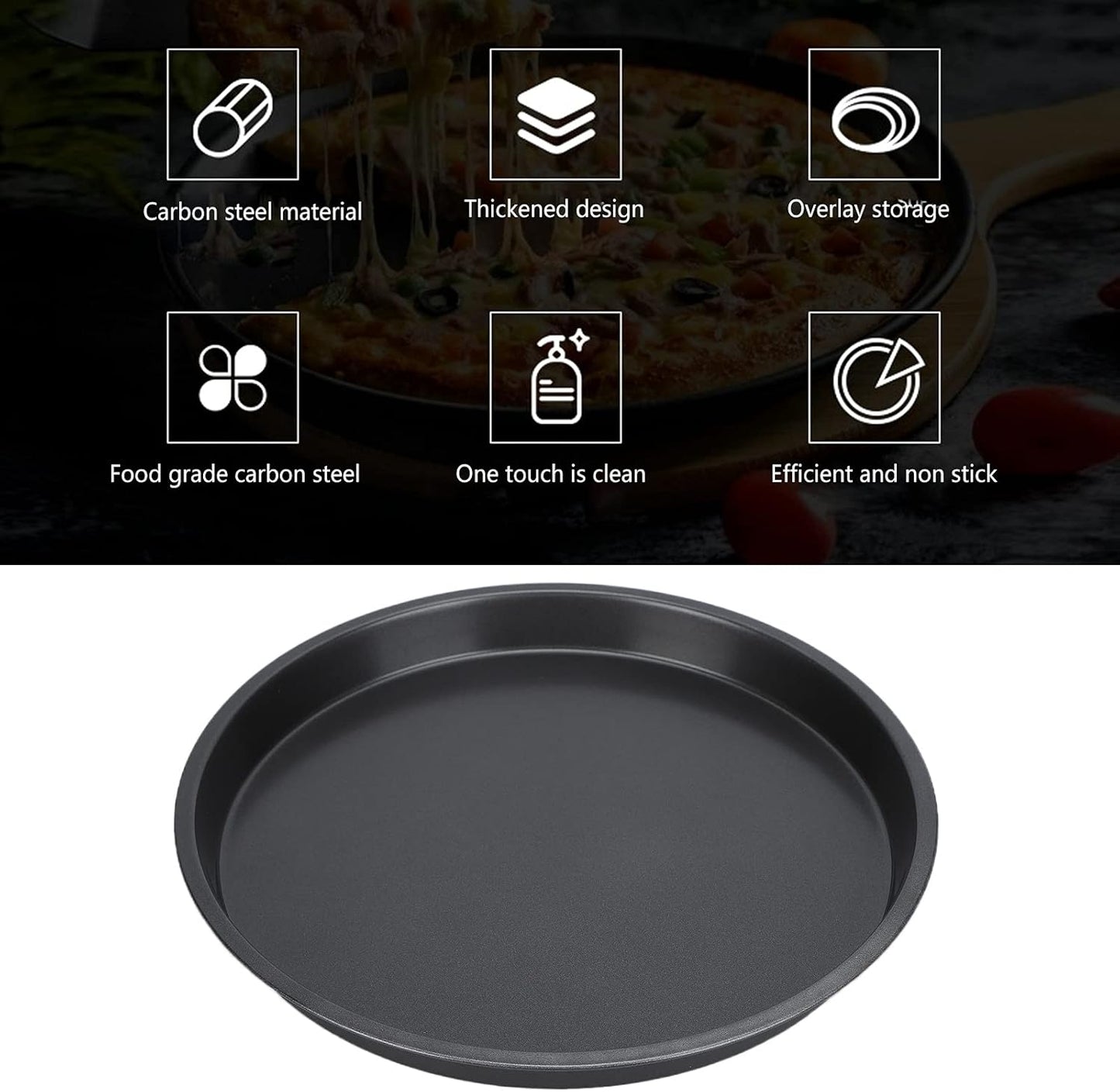 2Pcs Pizza Pan, 6in/9in/10in/12in Deep Dish Round Pizza Pan for Oven, Non Stick Thickened Carbon Steel Baking Pan for Home Kitchen, Dishwasher Safe(12in)