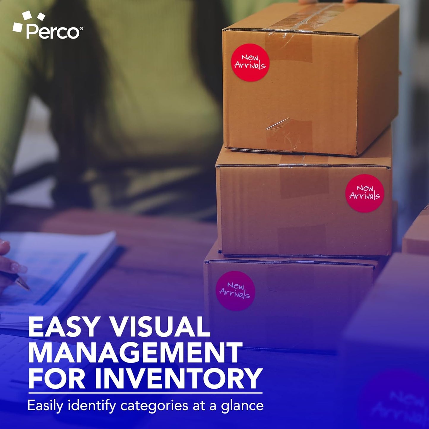 Perco Red 3-Inch Round Circle Dot Sticker Labels - Multi-Roll Pack (3 Rolls, 500 Labels Each) - Permanent Adhesive, Vibrant Colors, Strong Hold - Perforated for Easy Use - Made in USA