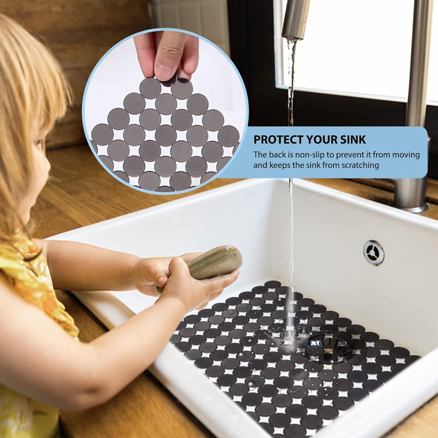 Sink Protectors Mat for Kitchen Sink - 2Pack Adjustable Kitchen Sink Mat Fast Draining - Dish Drying Mat for Dishes And Glassware - Easy to Clean & Diy Cut