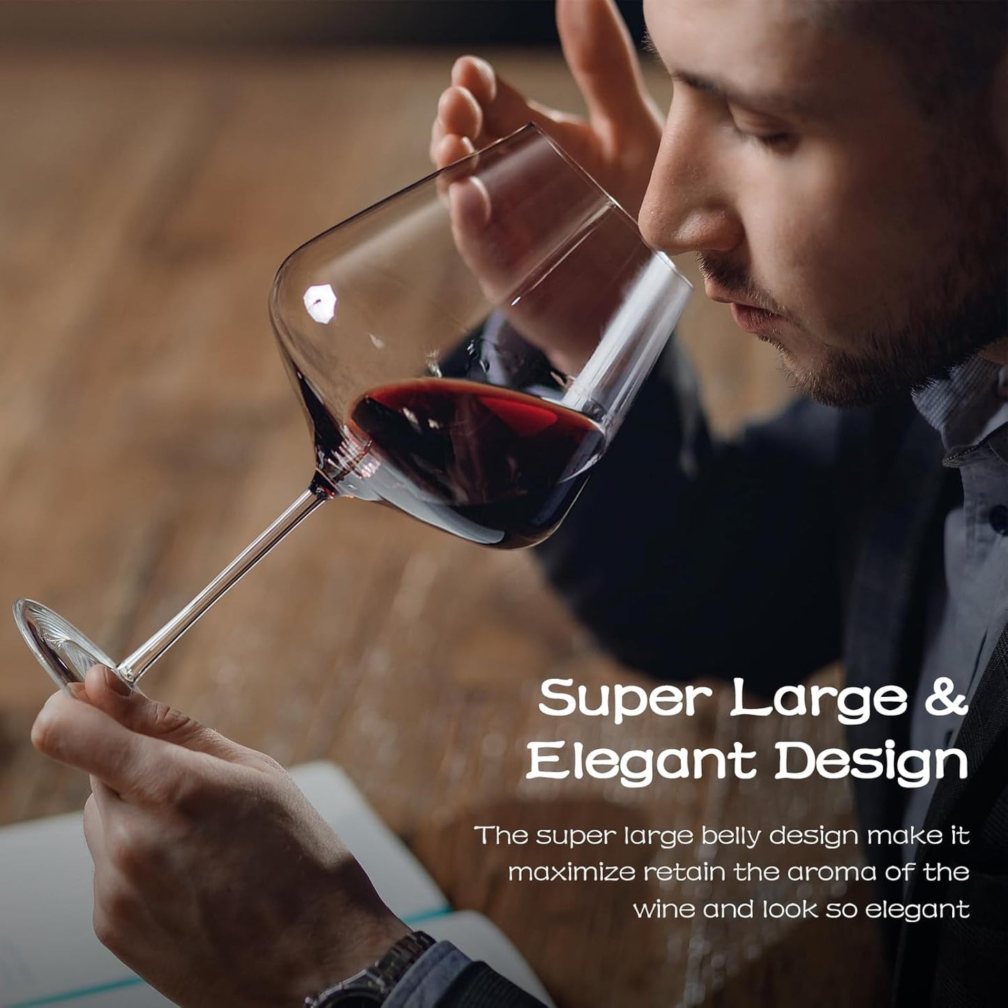 Chouggo Super Large 28Oz Wine Glasses Set of 4, Hand Blown Crystal Red Wine or White Wine Burgundy Glass, Hand Crafted by Artisans - Gifts for Women, Men, Wedding, Anniversary, Christmas, Birthday