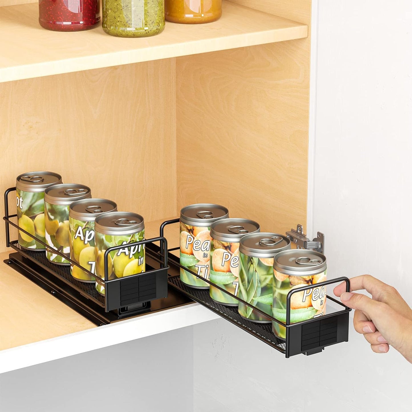 SpaceAid Pull Out Spice Rack Organizer for Cabinet, Heavy Duty Slide Out Seasoning Kitchen Organizer, Cabinet Organizer, with Labels, 7.7" W x10.8 D x4 H, 2 Drawers 1-Tier