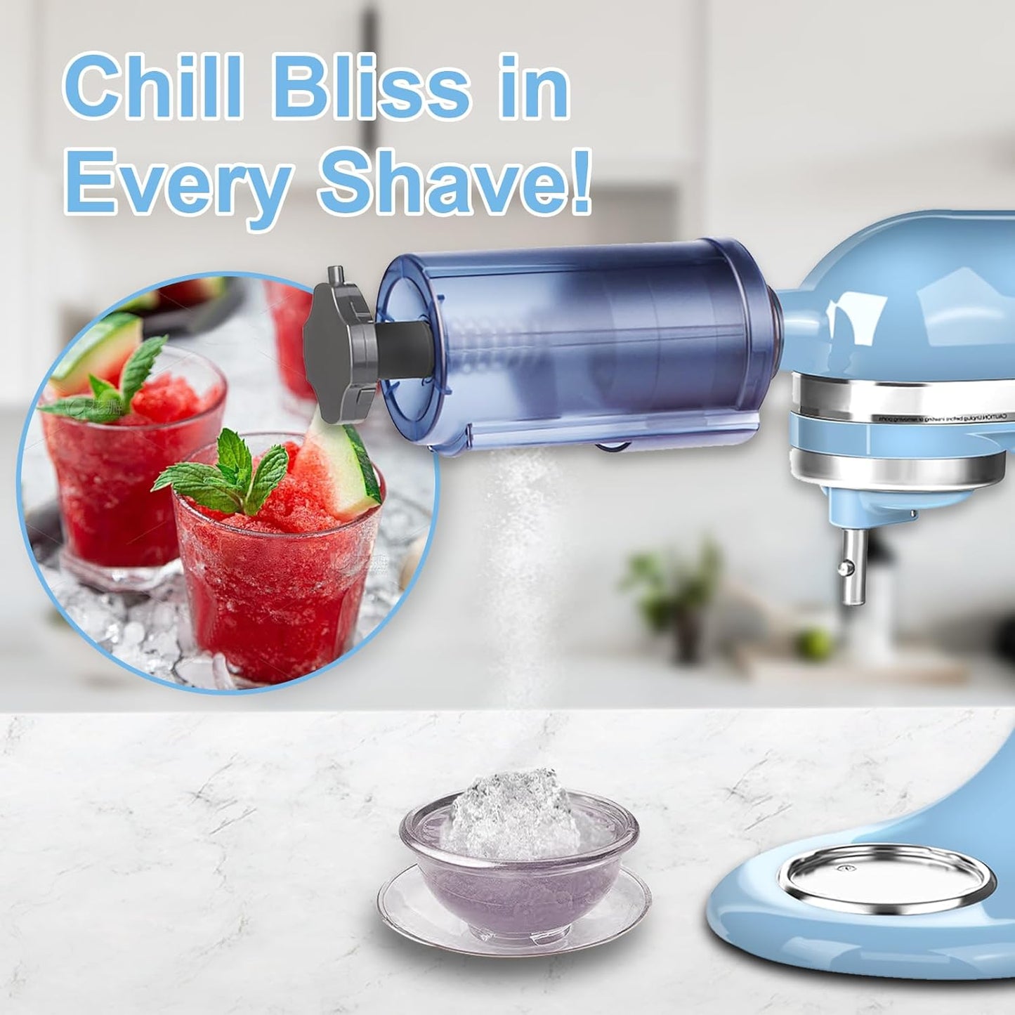 Ice Cream Maker & Shaved Ice Attachment for Kitchen aid Mixer, Kitchenaid Accessories Set Includes Shaved Ice Machine with 8 Ice Molds and Ice Cream Gelato Maker for 4.5 Qt & Larger Stand Mixers