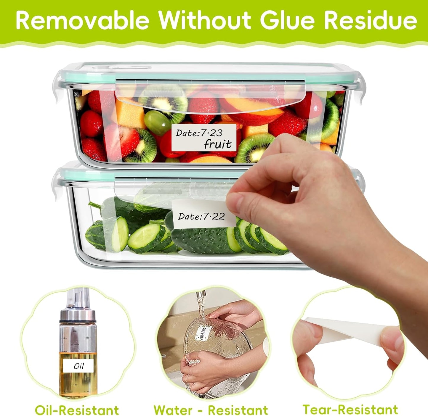 1200 Blank Removable Freezer Labels Water Oil Resistant with Perforation Line for Easy Distribution and Use,Apply Food containers Jars,and Kitchen Pantry Organization (1 "x 2")