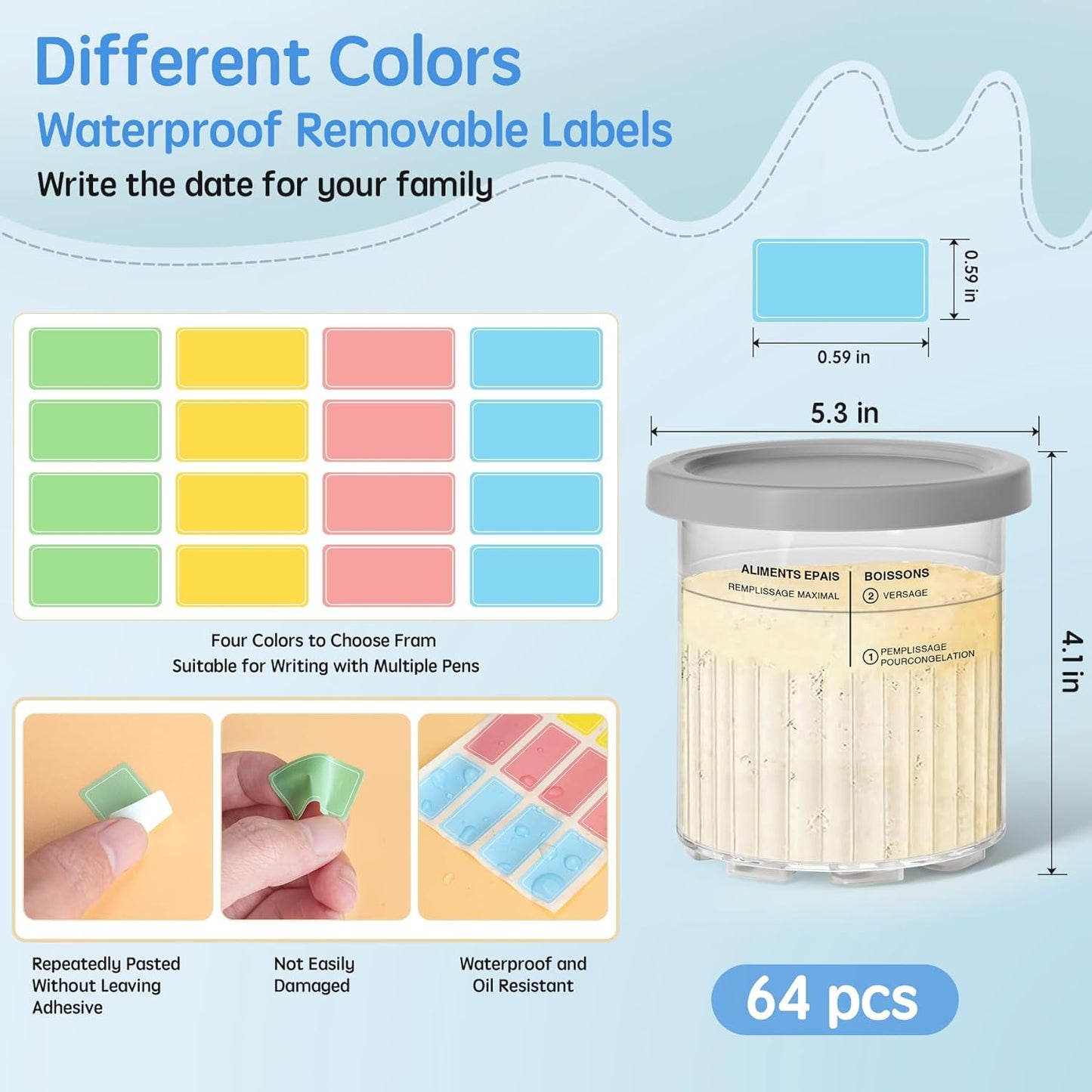 GuanQiao 4 Pack Creami Deluxe Pints & Lids for Ninja, 24 Oz Compatible with NC500 NC501 Series Ice Cream Makers, with 4 Spoons & 64 Writable Labels, BPA-Free & Dishwasher Safe, Grey