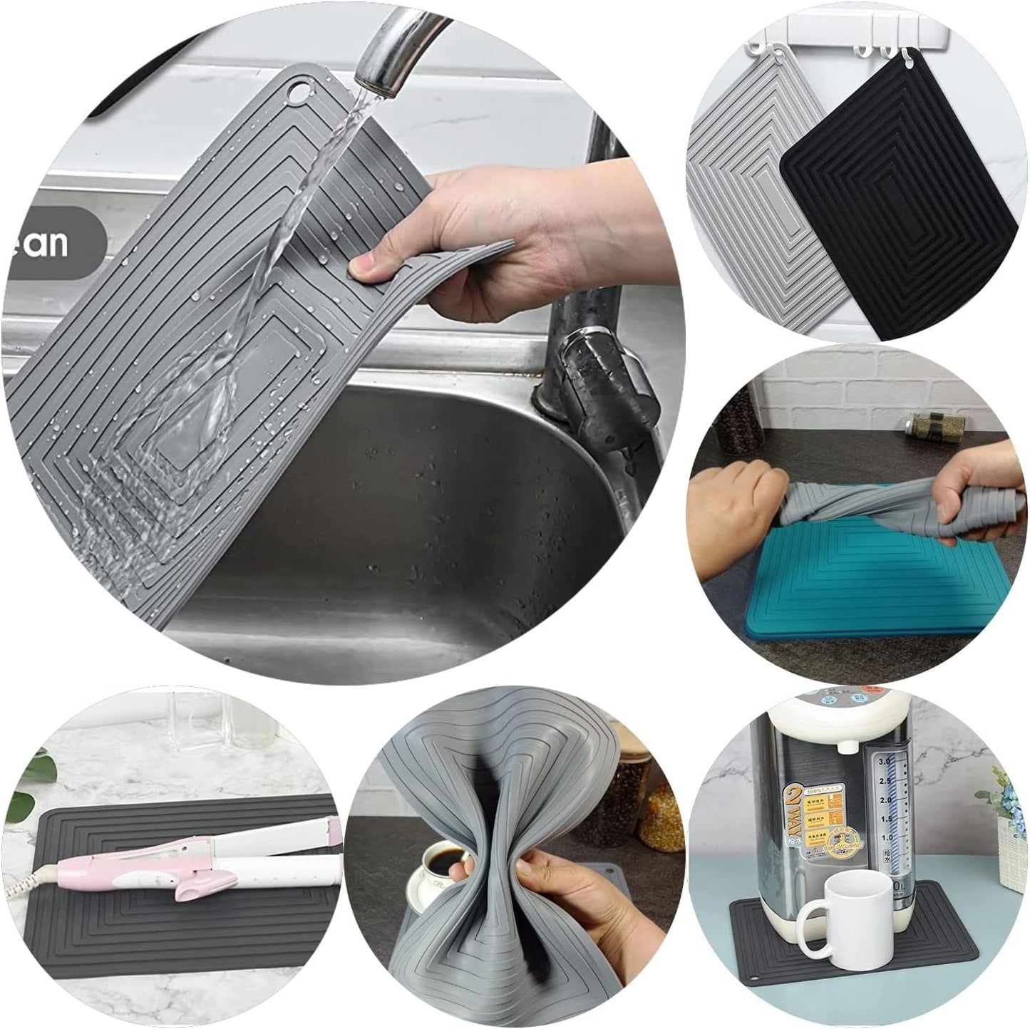 Silicone Trivets Mats Set, Trivet for Hot Dishes, Trivets for Hot Pots and Pans, White Silicone Pads for Kitchen, Multi-Purpose Heat Resistant Pads for Countertops 2 Pack