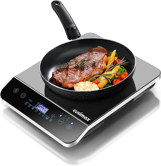 CUSIMAX Portable Induction Cooktop,3 Control Modes, 1800w 7.1" Heating Coil,140°F To 464°F,Induction Hot Plate with LED Display Sensor Touch Screen,Timer and Child Lock,Even and Fast Heating