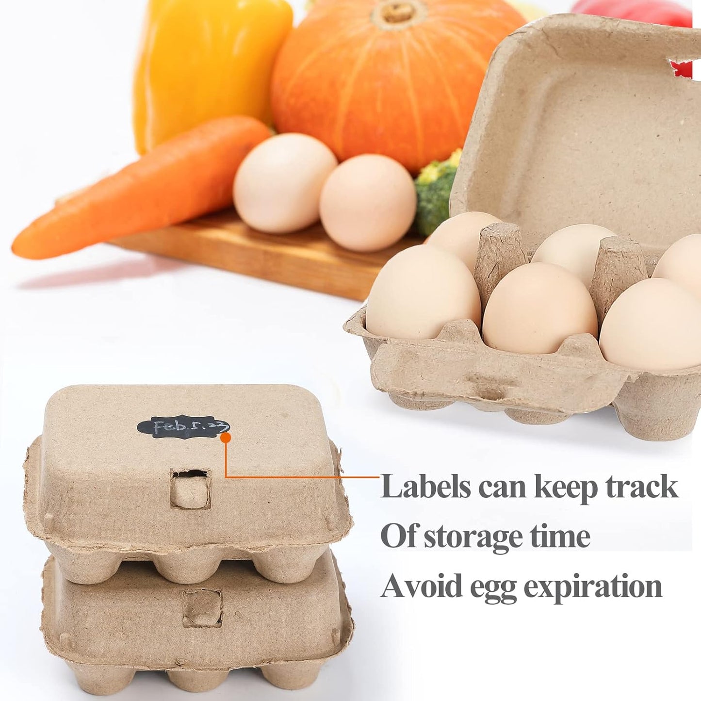 Paper Egg Cartons for Chicken Eggs, 36 Pieces Pulp Fiber Half Dozen Egg Cartons Bulk 6 Count Egg Storage Containers Holder for Family Farm Market Fridge Storing Chicken Eggs
