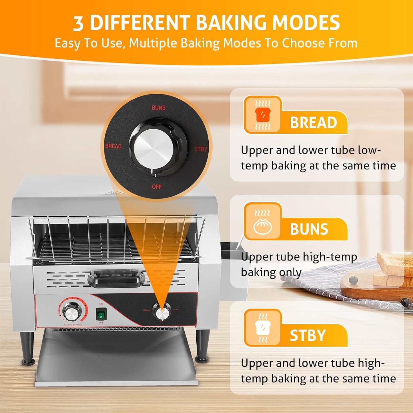 WICHEMI Commercial Toaster 450 Slices/Hour Commercial Conveyor Toaster Electric Stainless Steel Heavy Duty for Restaurant Bun Bagel Bread, 2600W