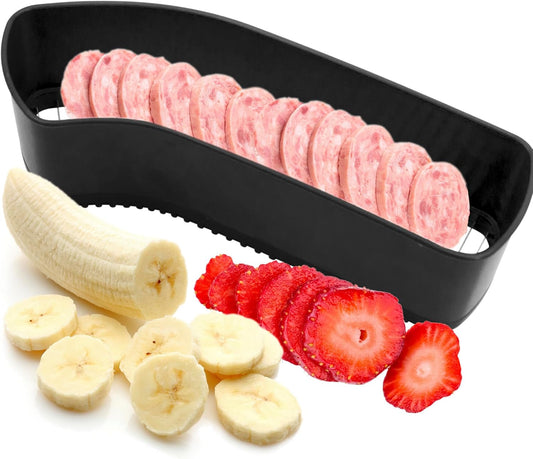 Fruit Slicer Banana Cutter, Strawberry Slicer, Cucumber, Speed for Egg Hot Dog Grape, Strawberry Cutter kitchen gadget(Black)