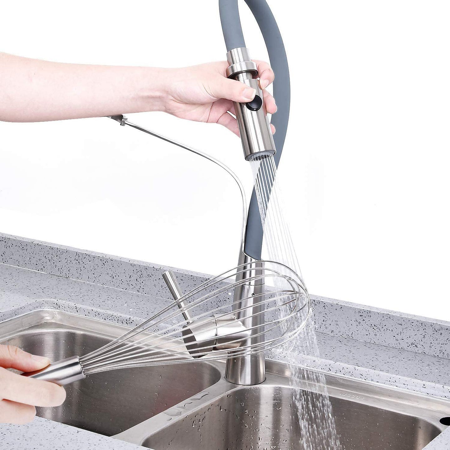 8-Inch Stainless Steel Whisk, Handheld Egg Beater for Mixing Batter, Whipping Cream