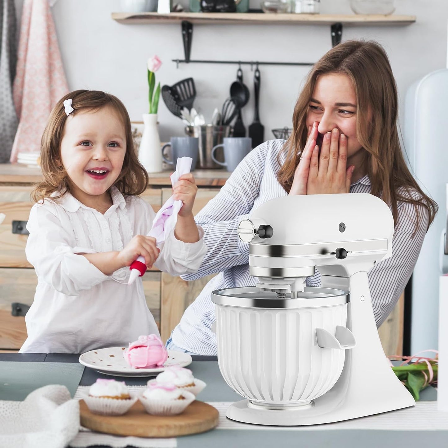 GVODE Ice Cream Maker Attachment for KitchenAid - Upgraded Leak-Proof Design, 2 Quart Bowl Compatible with 4.5QT to 7QT Models,Homemade Sorbet Gelato,Yogurt & Ice Cream attachment for Kitchen aid