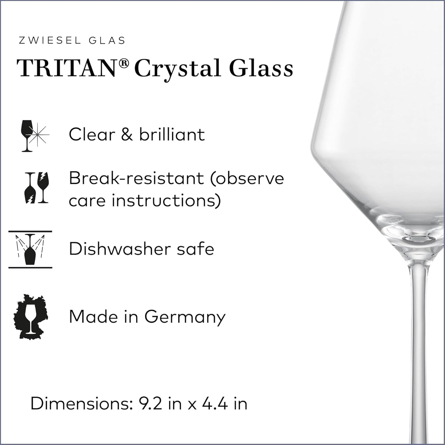 ZWIESEL GLAS Pure Beaujolais Red Wine Glasses (Set of 4), Wine Glasses for Red Wine, Dishwasher-Safe Machine-Made Tritan Crystal Glasses, Made in Germany (16 Ounce)