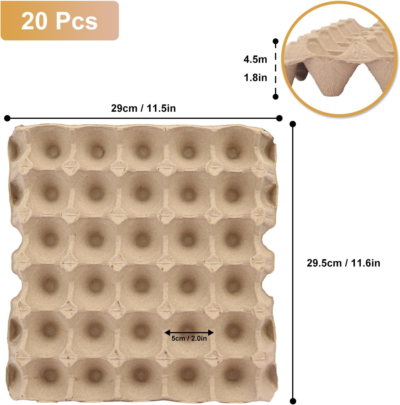 20 Flats 30-Cell Egg Crate?Holds 30 Eggs?, Cardboard Egg Cartons, Sturdy and Stackable Egg Flats, Perfect Egg Crates for Fresh Eggs, Chicken Farm, by IHDYPPEW