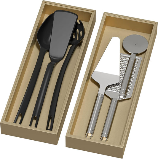 Bamboo Drawer Organizer - Extra Large Silverware & Utensil Organizer, 2 Pcs Toilet Toppers, Wooden Toilet Paper Basket (Gold, 17 X 6 X 2 Inch)