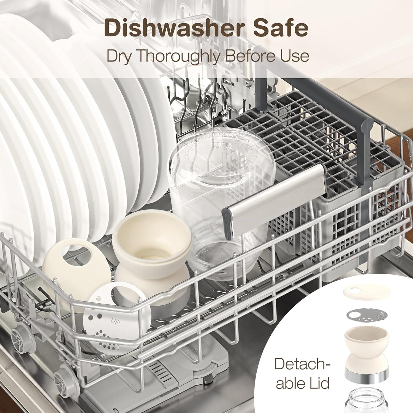 Vucchini Salt and Pepper Shaker Set 3 Adjustable Pour Holes, Dishwasher Safe, 5oz Large Capacity Spice Shaker for Kitchen & Camping (Cream)