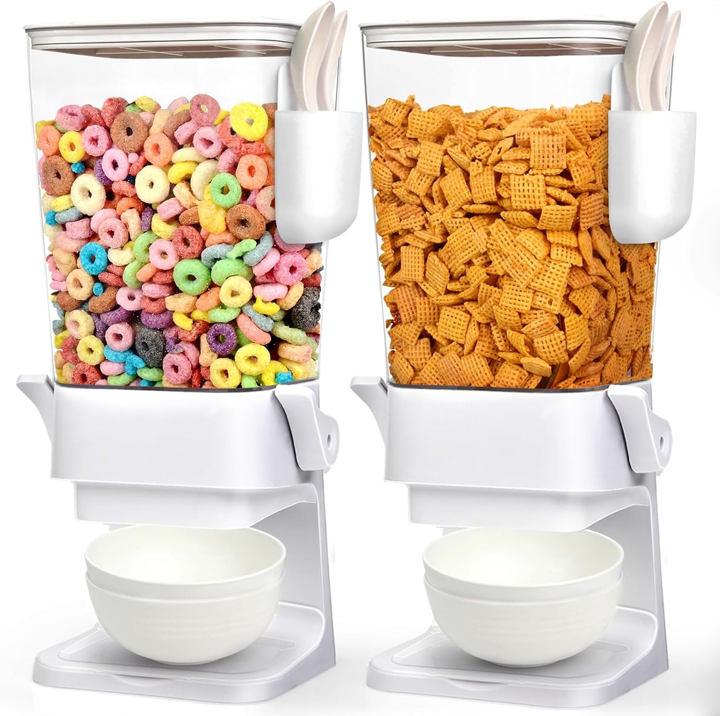 Cereal Dispenser Countertop with 4 Pack Bowls and Spoons 5.5 Qt Large Cereal Storage Container Holder for Pantry Dry Food Nut Dispenser Snack Candy Organizer Kitchen Organization for Oatmeal Granola