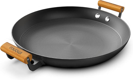 imarku Non Stick Frying Pan, 14 Inch Large Cast Iron Skillets, Cooking Paella Pan with Stay Cool Handle, Nonstick Grill Pan Compatible with All Cooktops, Best Gifts for Women Men