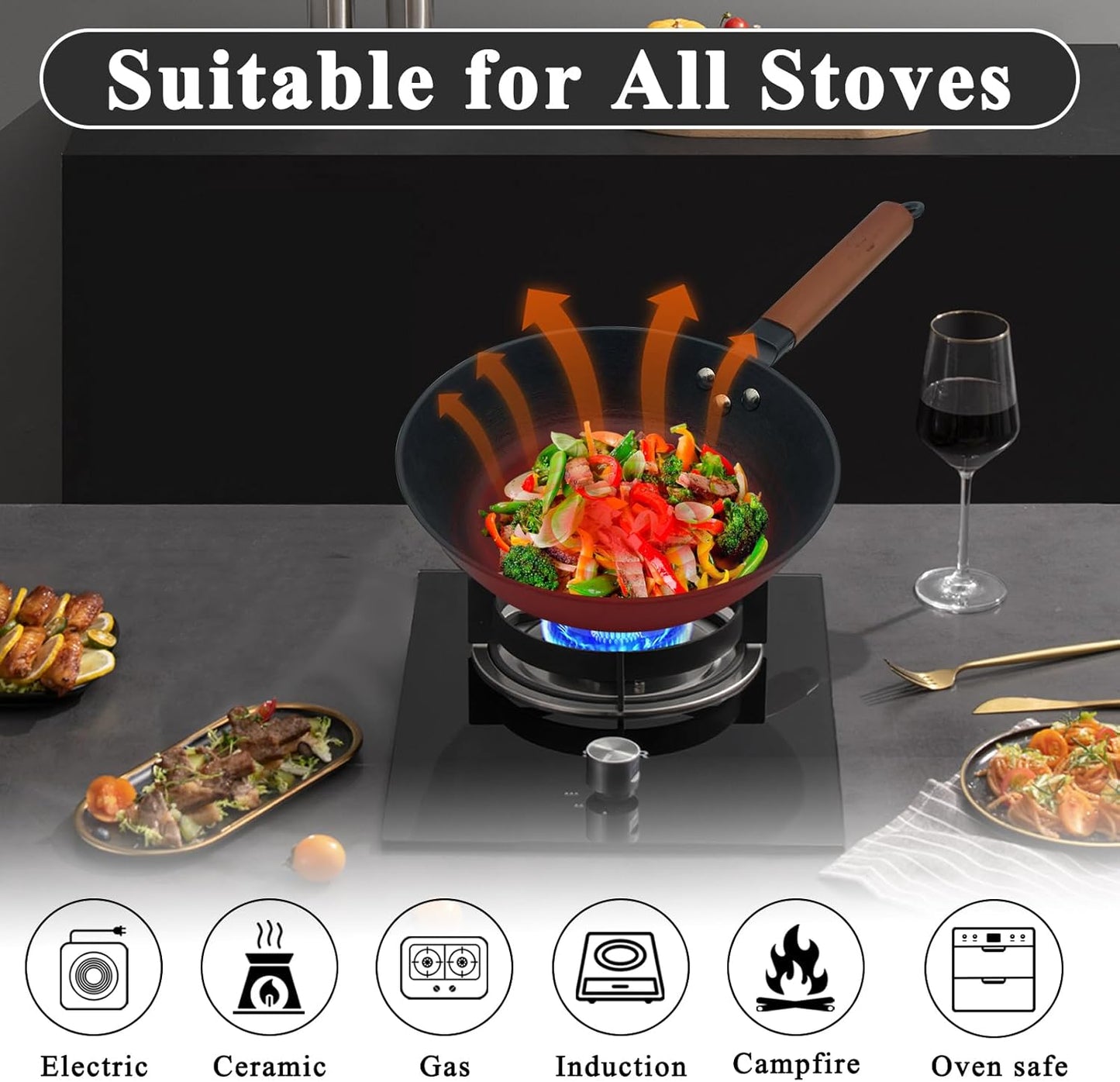 9 Inch Pre-Seasoned Cast Iron Skillet, ICH Technique, Thicker and Taller, Deep Frying Pan with Unique Tortoise Pattern for All Cooktops & Oven Safe