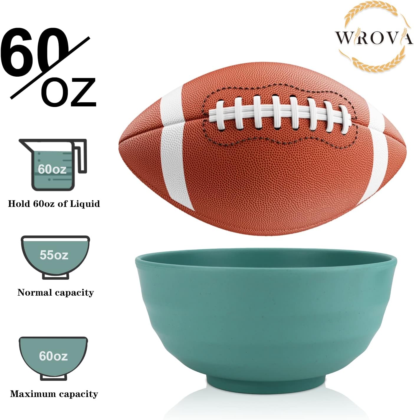 Wheat Straw Bowls Set 60 OZ Unbreakable Large Cereal Set of 6 - Microwave and Dishwasher Safe, Big for Camping and Party - BPA Free Soup Bowl for Serving Oatmeal and Salad - 6 Colors