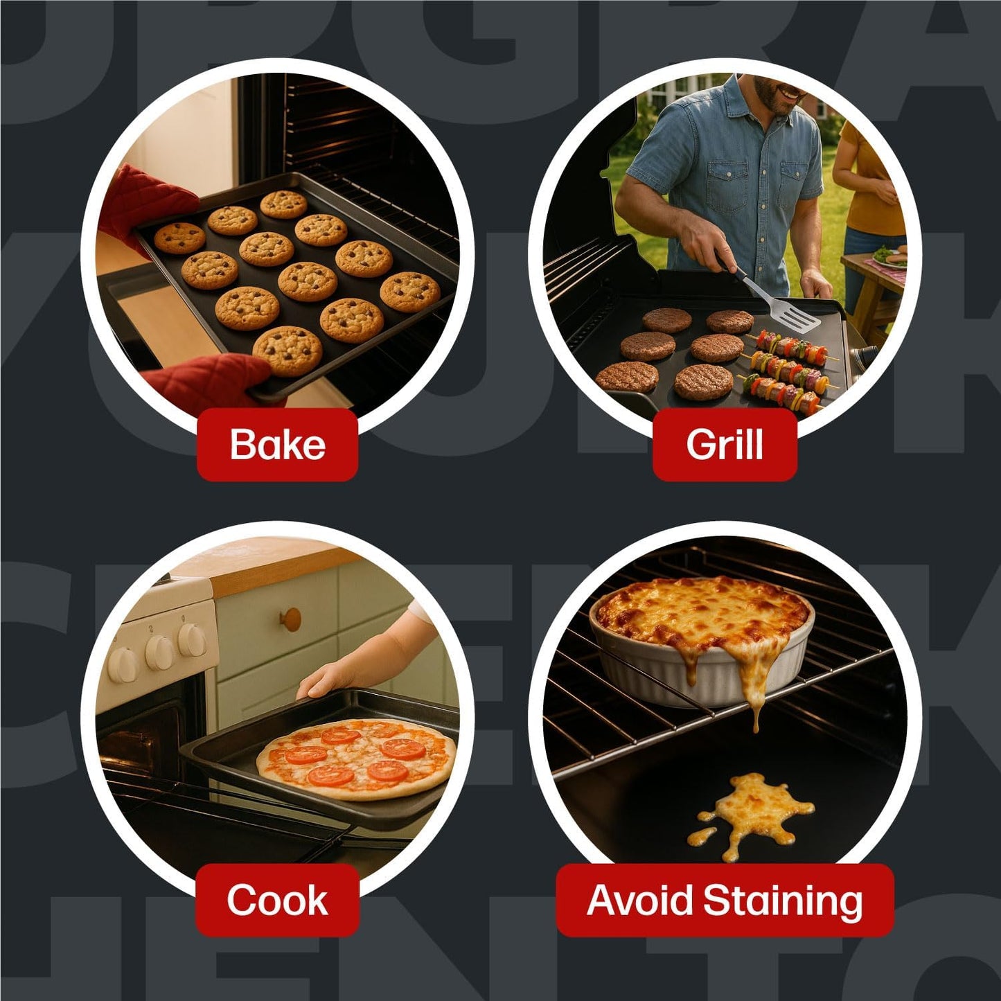 Cooks Innovations Non-Stick Oven Protector Mat - Heavy Duty Nonstick Oven Rack Liners to Protect Convection, Electric, Gas, & Microwave Ovens - BPA & PFOA Free Heat Resistant Baking Mat