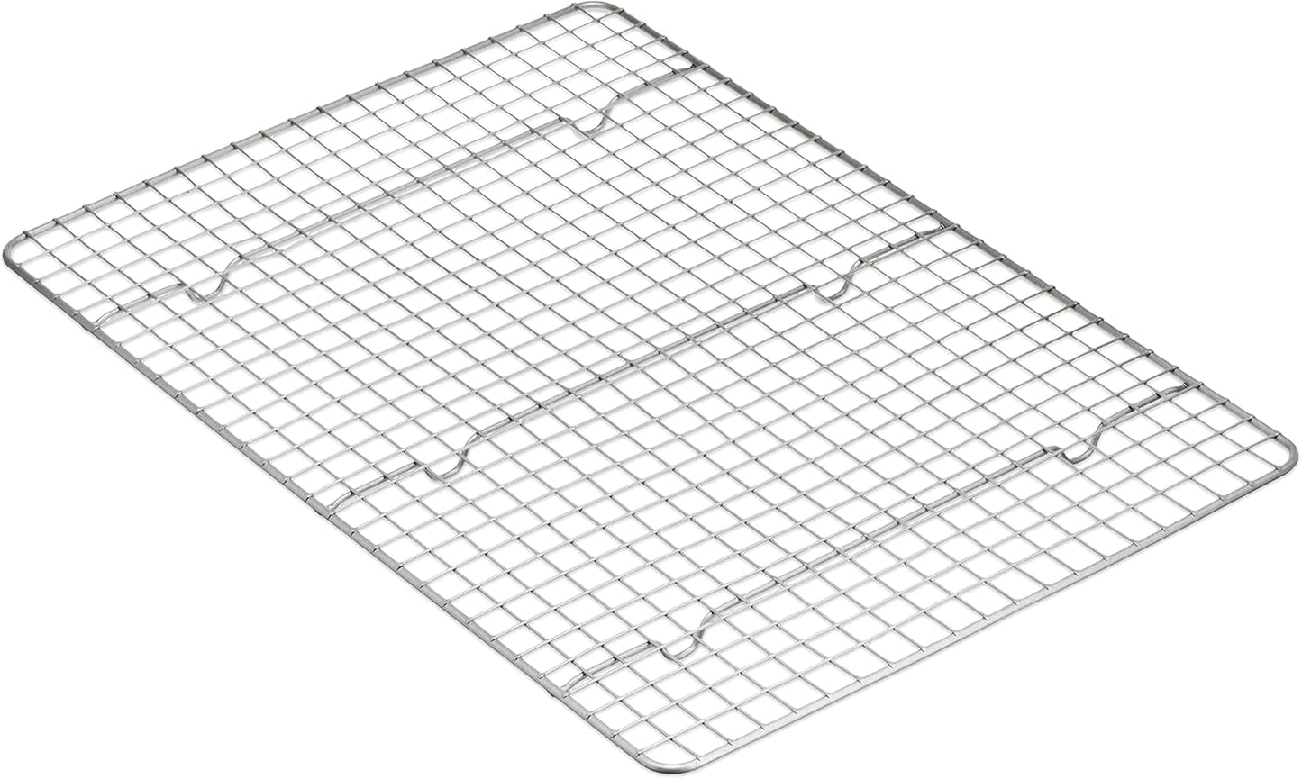 Amazon Basics Ceramic Nonstick Baking Sheets & Cooling Rack Set, Non-Toxic, Half Sheet Size, 2-Pack, Gray