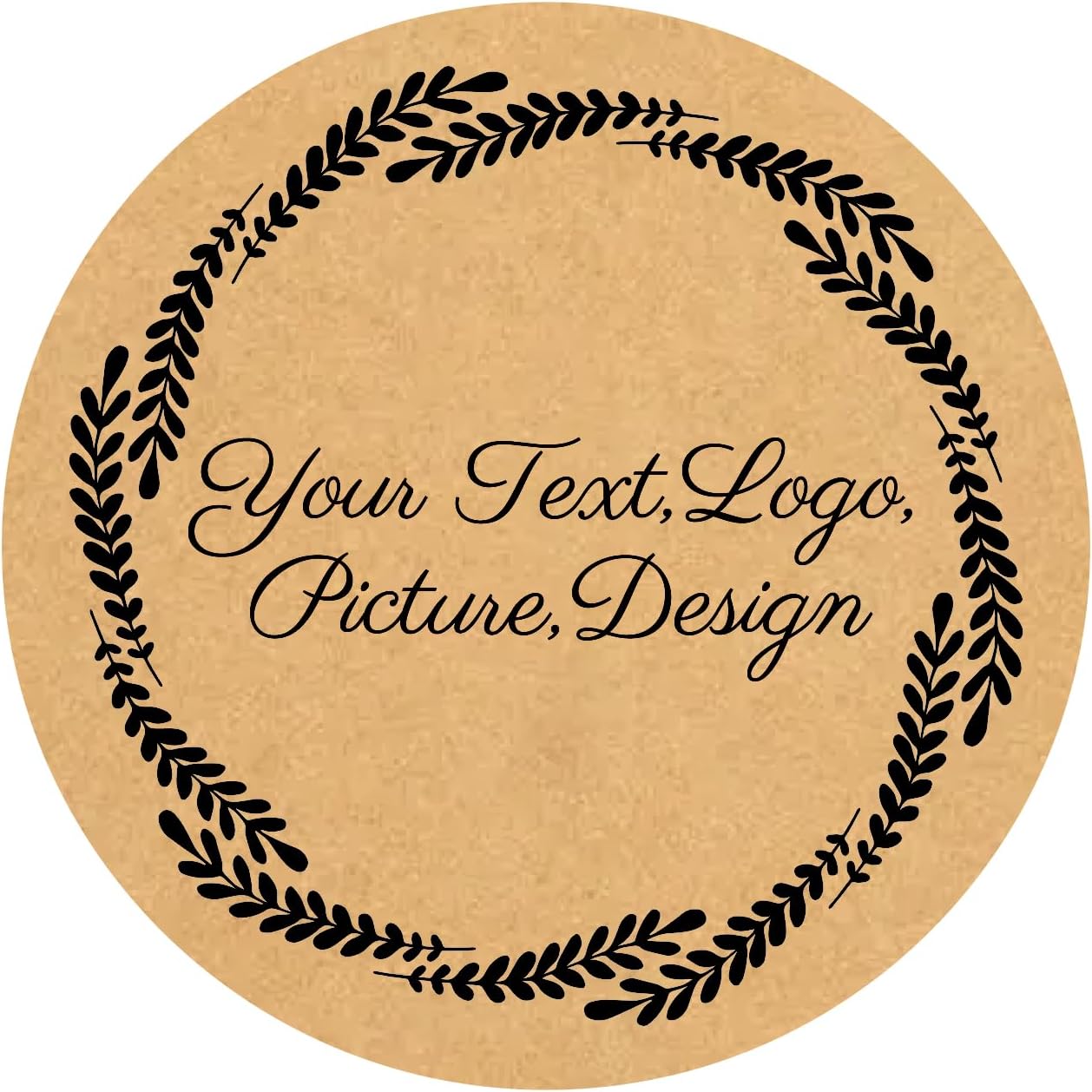 Custom Stickers Kraft Paper Labels Personalized Withe Text, Business Logo Customized Food Jars Labels Bakery Label Sticker Package Favor Canning Circle 100pcs (Style 8)