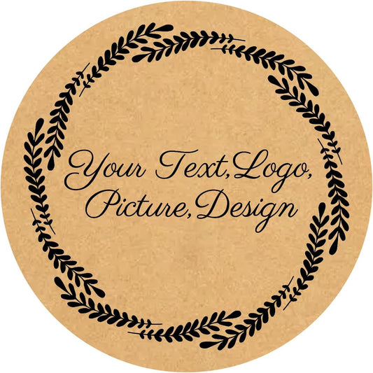 Custom Stickers Kraft Paper Labels Personalized Withe Text, Business Logo Customized Food Jars Labels Bakery Label Sticker Package Favor Canning Circle 100pcs (Style 8)