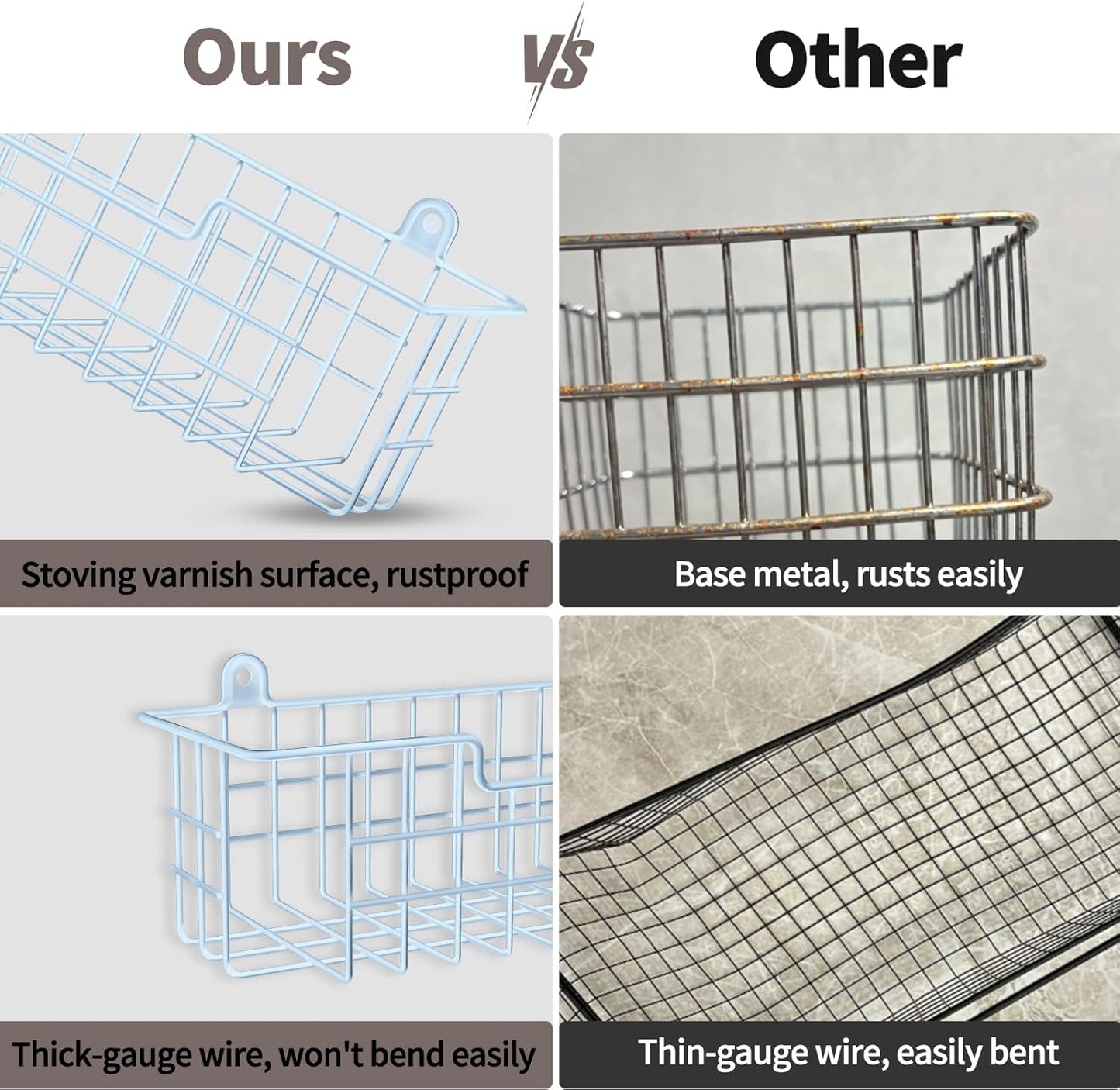 Spice Rack Wall Mount, 4-Pack Seasoning Organizer for Kitchen Storage Organization, Metal Spice Holder Saving Space Shelf for Cabinet, RV, Pantry, Blue