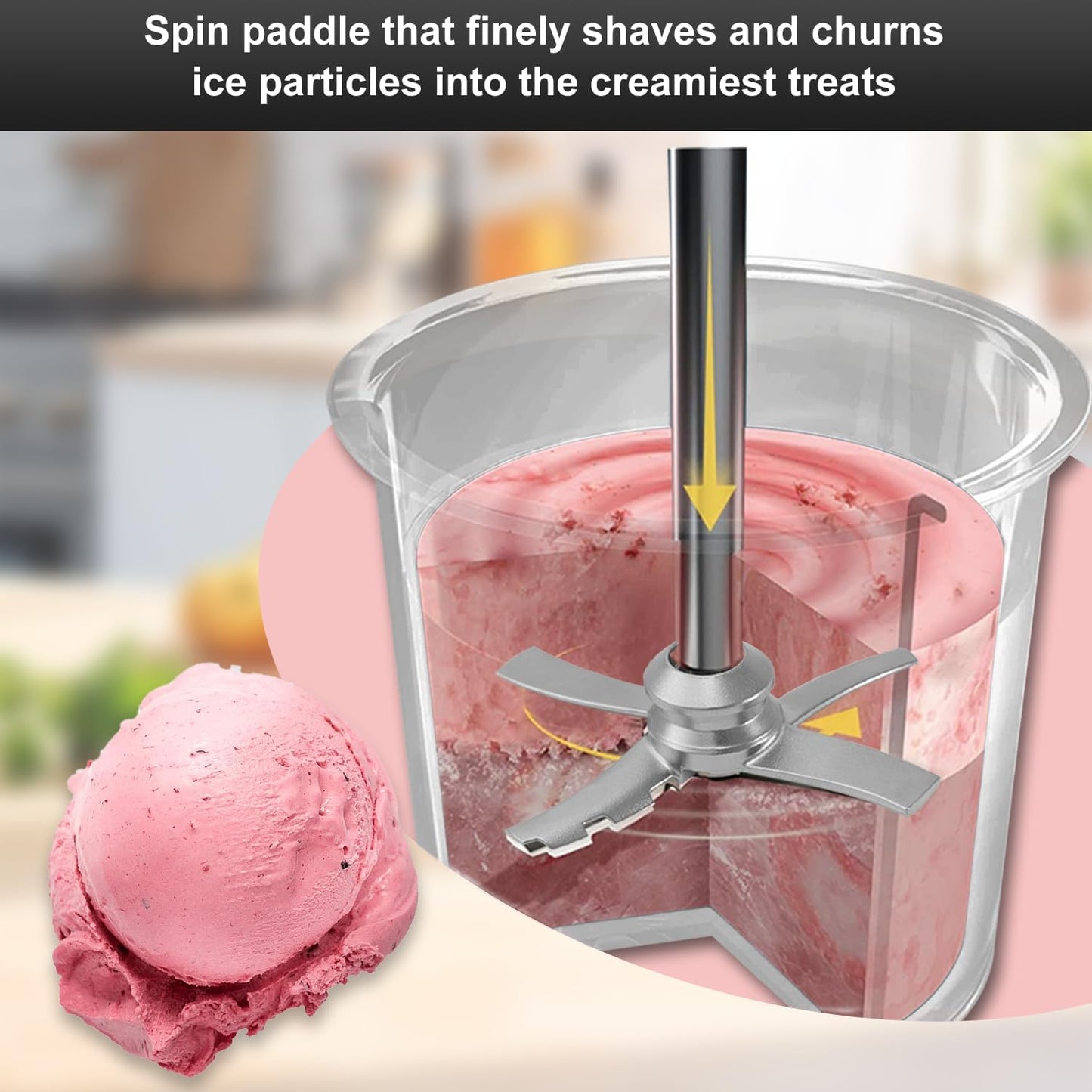 Replacement Paddle Blade for Ninja Creami NC300 NC299AMZ NC301 CN305A Series Ice Cream Makers, Sorbet Milkshakes Frozen Yogurt Creamy Icecream Creamer Machine Stainless Steel Accessories Mixing Parts