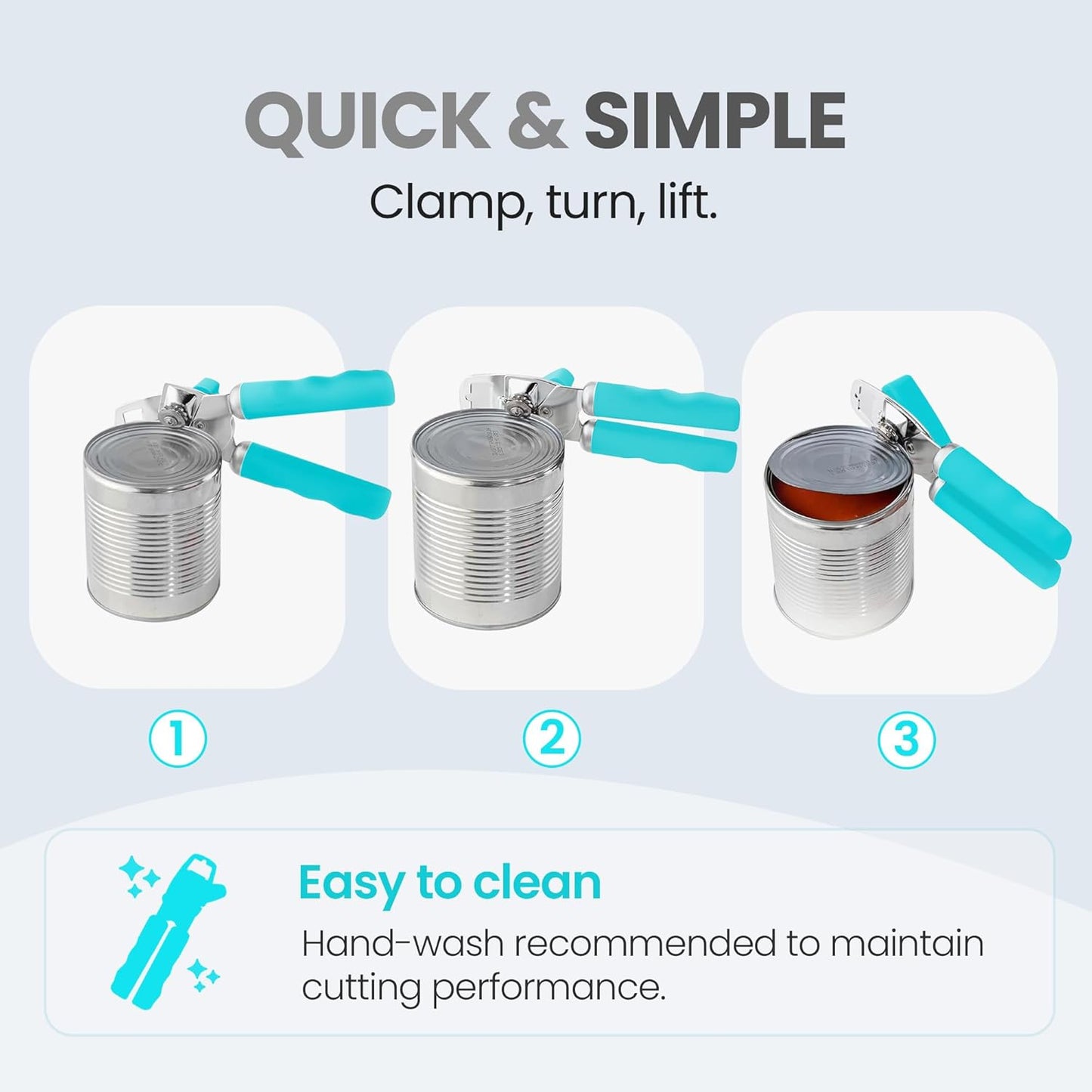 Zulay Kitchen Heavy Duty Stainless Steel Can Opener Manual with Bottle Opener - Rust Proof Manual Can Opener With Turn Knob & Soft Grip Handles