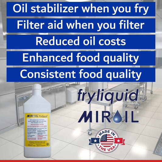 12 x 1 Liter Bottle FryLiquid by MirOil, Antioxidant & Removes Unhealthy Fats, Prevents Breakdown, Vitamin Therapy & Extends Deep Fryer Oil Life for Donut Shops, Restaurants, Food Truck & Food Service