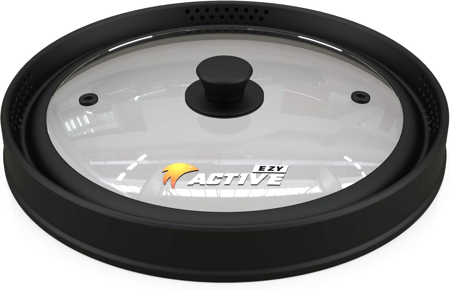 Collapsible Microwave Cover for Food - Silicone and Glass Splatter Guard Lid for 6-12 inch Plates & Bowls, Dishwasher Safe, Heat Resistant, BPA-Free, Black