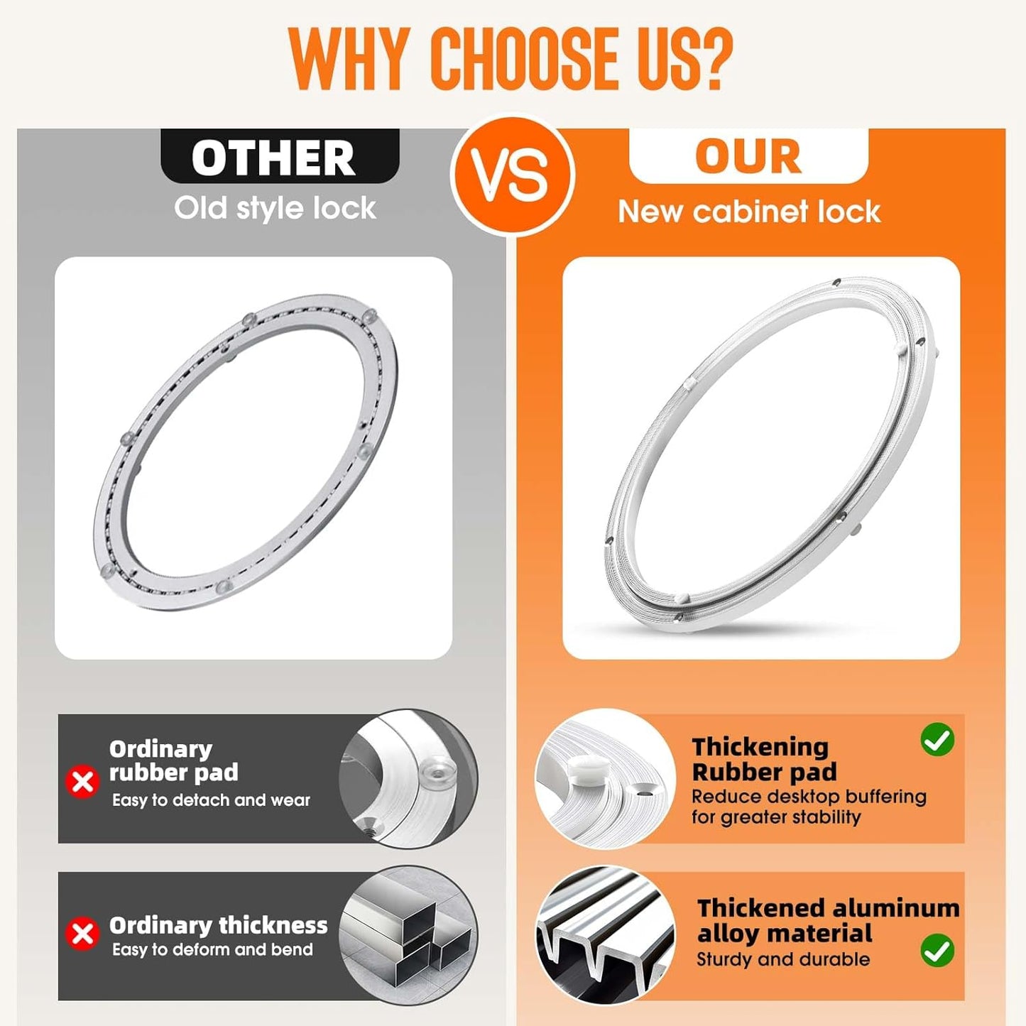 Pisman Aluminium Alloy Turntable Bearing, Heavy Duty Lazy Susan Rotating Bearing Turntable,Smooth Swivel Plate Hardware for Round Dining Table,DIY. Silent Rotating Base Only(16inch)