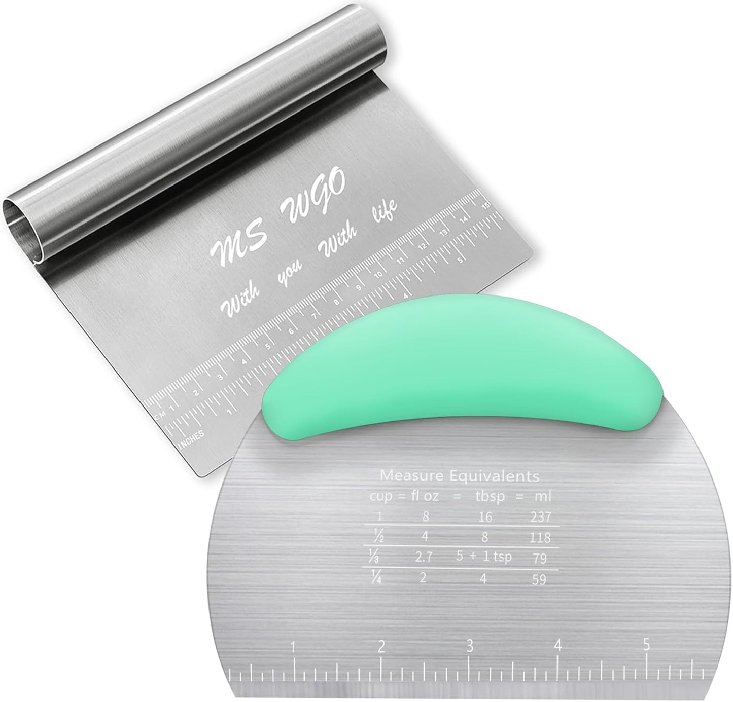 Dough Scraper Cutter Pastry Pizza Cutter Stainless Steel Tool with Scale Ruler, Kitchen Tool for Baking Cookie Dough Vegetable Bread