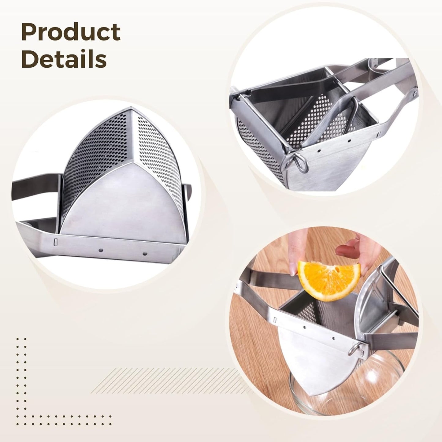 Stainless Steel Potato Ricer, Large Potato Masher, Rust-Resistant Kitchen Tool with Ergonomic and Non-Slip Handle, Versatile Food Masher for Various Ingredients