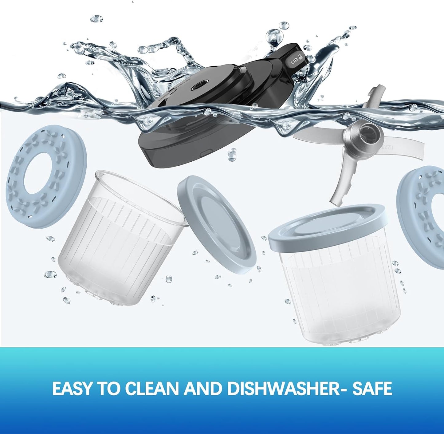 for Ninja Creami Pints and Lids - 4 Pack,16OZ Compatible with NC299AMZ & NC300s Series Ice Cream Makers, Extra Cups Replacement for Ninja Creamy Containers Airtight Anti-slip Dishwasher Safe