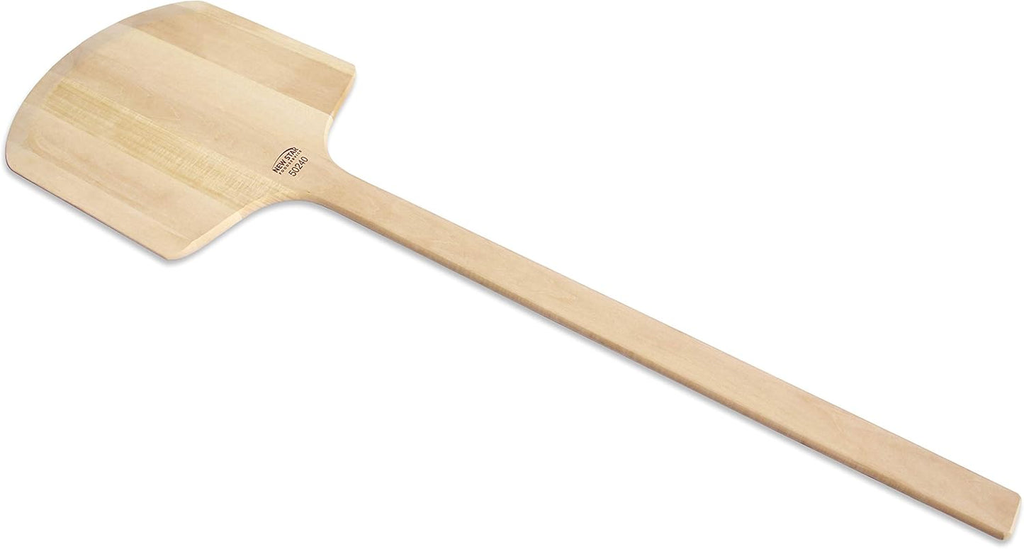 New Star Foodservice 50240 Restaurant-Grade Wooden Pizza Peel, 14" L x 12" W Plate, with 28" L Wooden Handle, 42" Overall Length