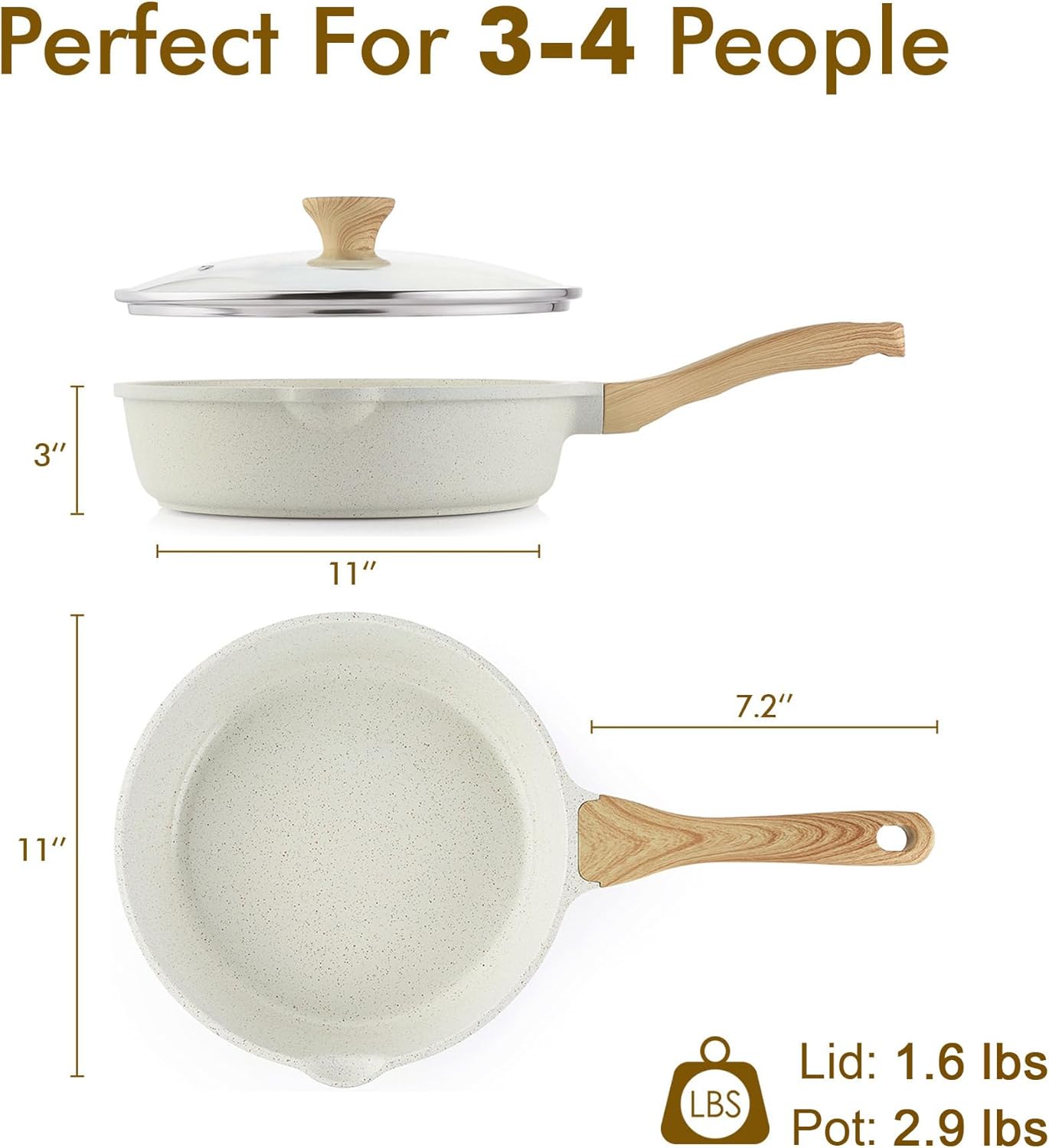 SENSARTE Nonstick Ceramic Sauté Pan 11-Inch/4.3QT, Non-toxic Deep Frying Pan Skillet with Lid, Healthy Jumbo Cooker, Stay Cool Handle, Induction Compatible, PFOA & PFAS Free