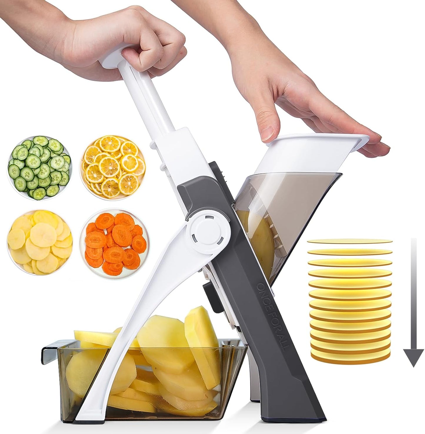 Vegetable Mandoline Slicer Adjustable Thickness 0.1-8 mm, Potato Chip Slicer, Mandoline Food Fruit Slicers For Kitchen, Faster Slice for Potato, Cucumber, Carrot, Lemon, Garlic