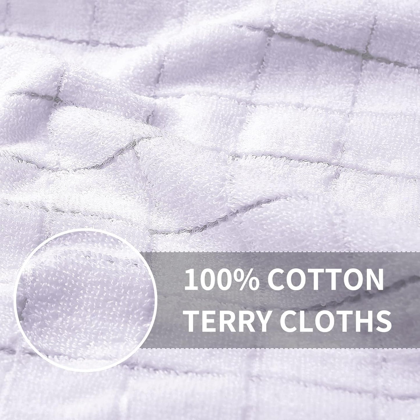 Homaxy 100% Cotton Terry Kitchen Towels(White, 13 x 28 inches), Checkered Designed, Soft and Super Absorbent Dish Towels, 6 Pack