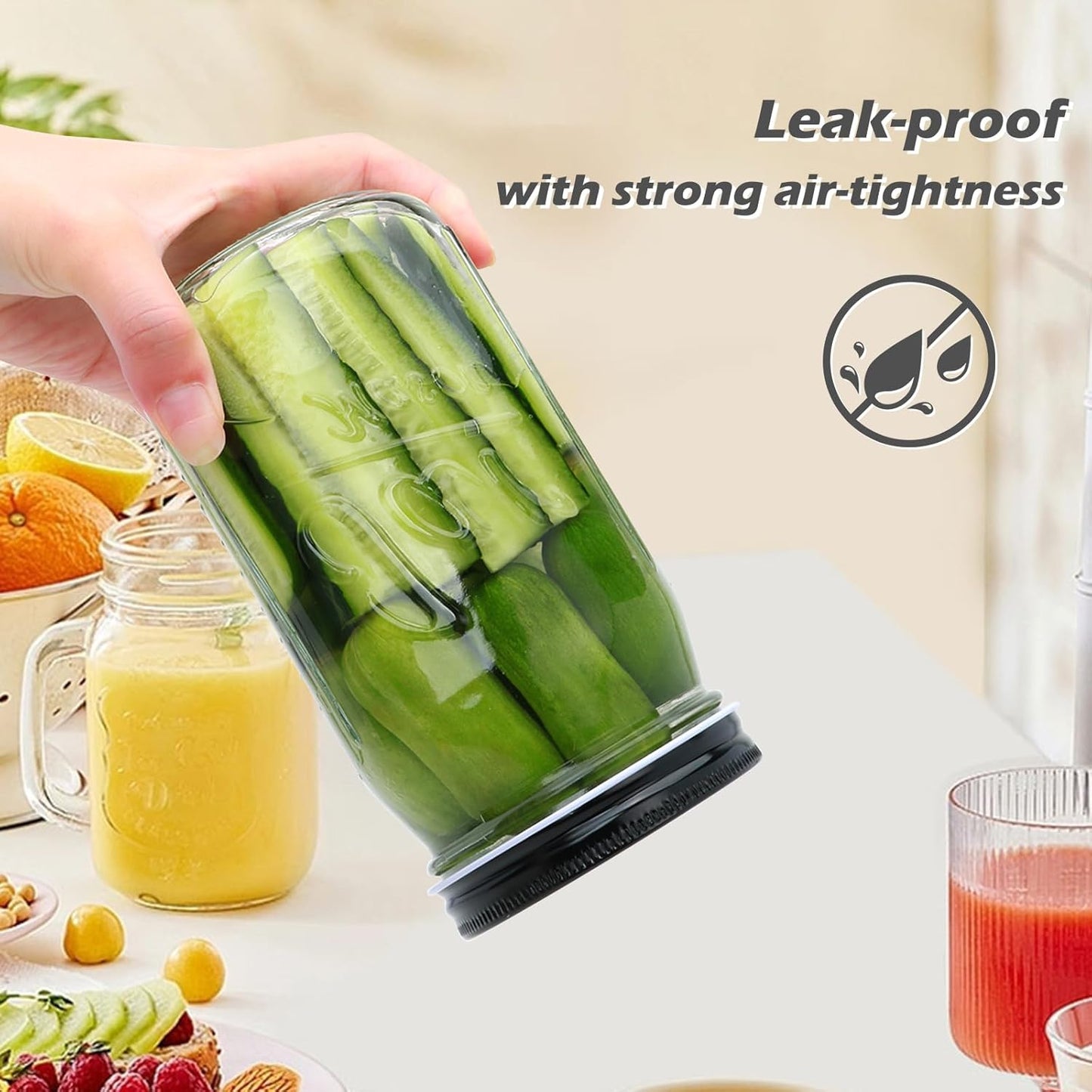 QAPPDA Wide Mouth Mason Jars 32 oz 12 Pack, Large Glass Jars Canning Jar with Lids for Pickling, Storage Food, Meal Prep, Jams, and Spices