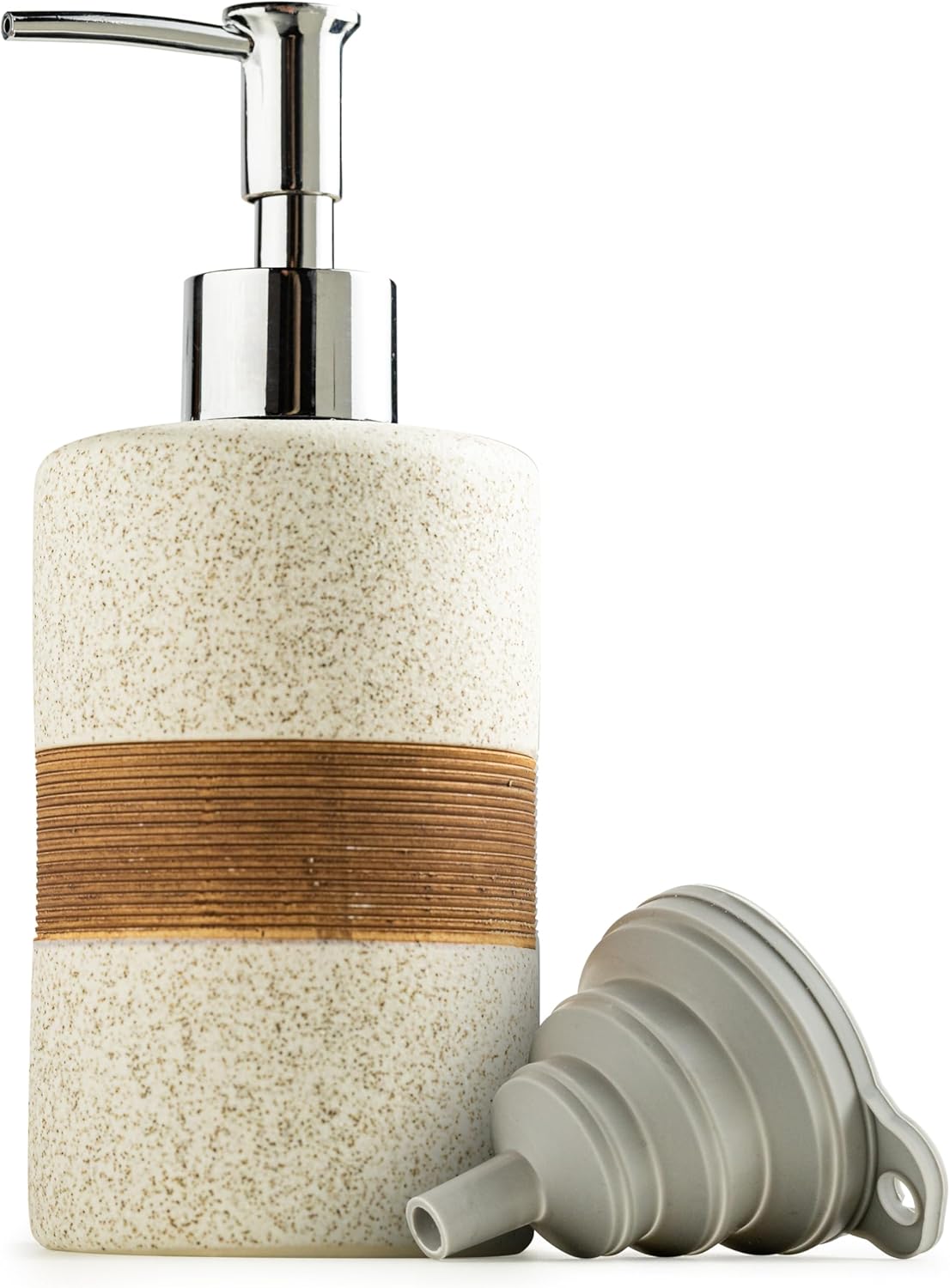 Soap Dispenser for Kitchen & Bathroom, Dish Soap, Hand Soap, Shampoo, Conditioner Dispenser Bottle with Stainless Steel Pump, Includes Silicone Funnel, Non-Slip Design, Kitchen Decor, White