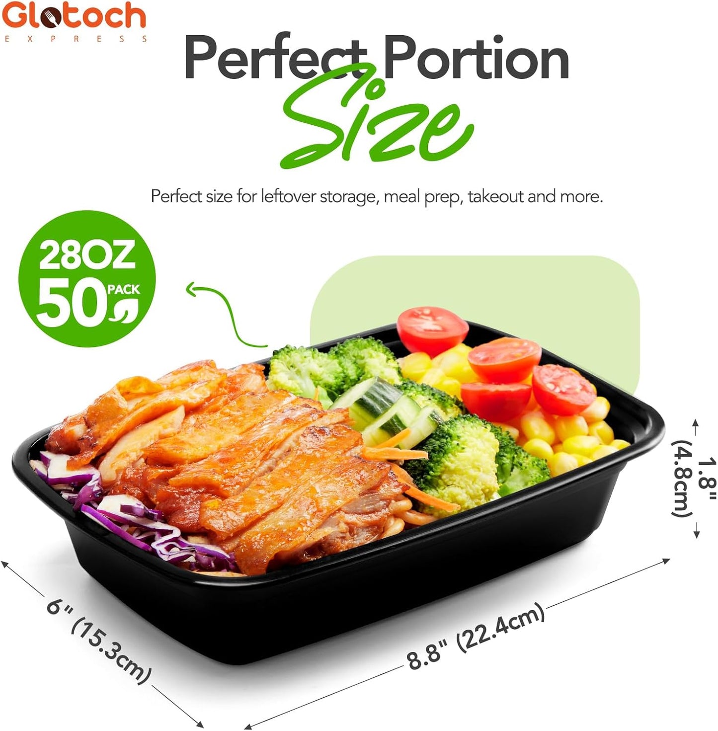 Meal Prep Containers 28oz, 50 Pack (100-Piece) Reusable Food Storage Containers with Lids Microwave, Freezer, Dishwasher Safe - Leakproof & BPA Free Durable Plastic Bento Box for Adult