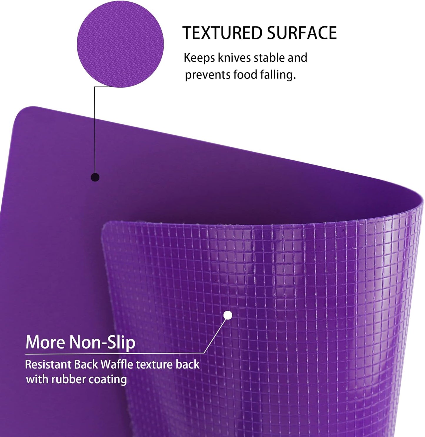 ZVP Plastic Cutting Boards for Kitchen, Flexible Cutting Mats, Gradient Purple Chopping Boards with Food Icon, Non-Slip, Non Porous, BPA Free, Dishwasher Safe