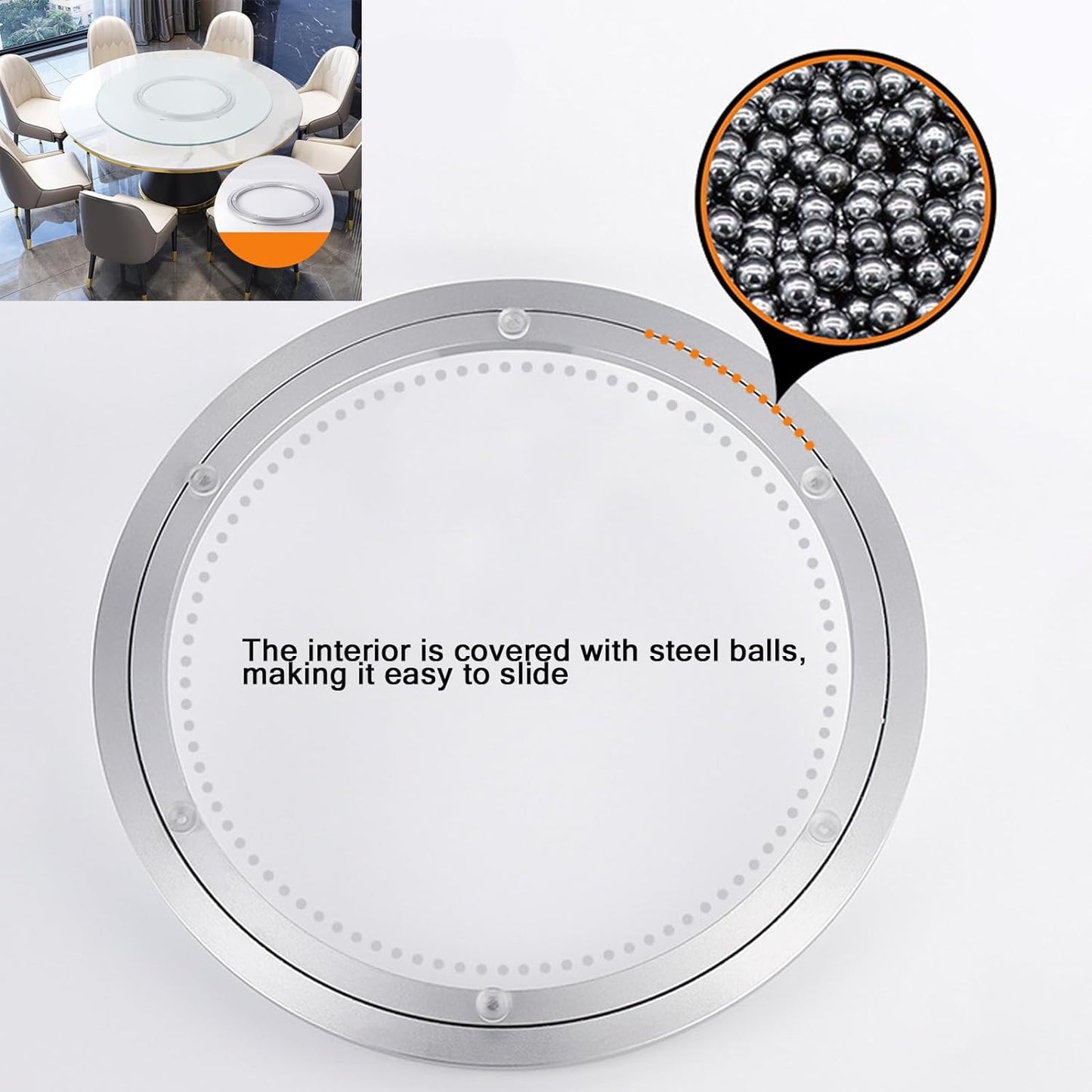 Lazy Susan Hardware Aluminum Metal Rotating Turntable Bearings Swivel Plate Bearing for Dining-Table Non-Slip and Workbench (16 Inchs) …