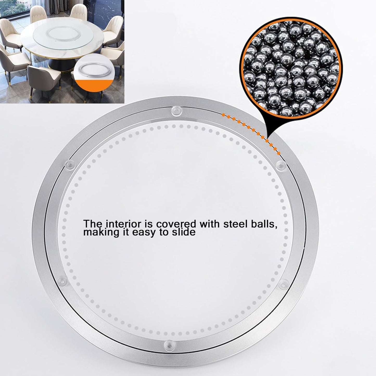 Lazy Susan Hardware Aluminum Rotating Turntable Bearings Swivel Plate Bearing for Dining-Table and Workbench (14 Inchs) …